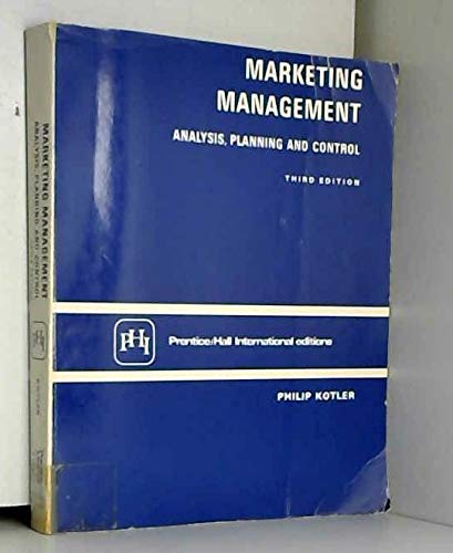 Book 'MARKETING MANAGEMENT: ANALYSIS, PLANNING AND CONTROL' free