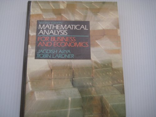 Book Mathematical Analysis For Business And Economics free