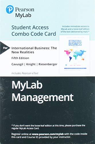 Book MyLab Management with Pearson eText -- Combo Access Card -- for International Business: The New Realities free