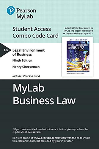 Book MyLab Business Law with Pearson eText -- Combo Access Card -- for Legal Environment of Business: Online Commerce, Ethics, and Global Issues free