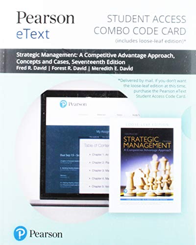 Book Pearson eText for Strategic Management: A Competitive Advantage Approach. Concepts and Cases -- Combo Access Card free