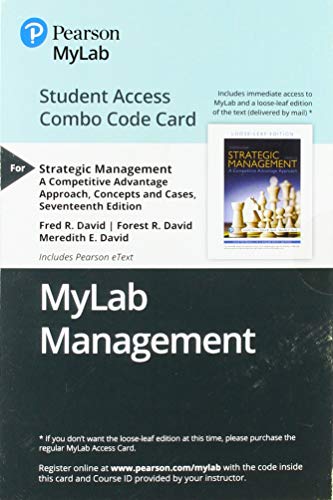 Book MyLab Management with Pearson eText -- Combo Access Card -- for Strategic Management: A Competitive Advantage Approach: Concepts and Cases free