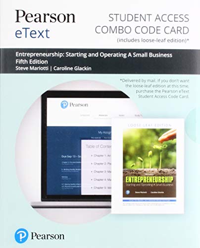 Book Pearson eText for Entrepreneurship: Starting and Operating A Small Business -- Combo Access Card free