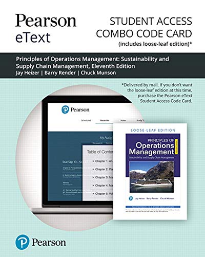 Book Pearson eText for Principles of Operations Management: Sustainability and Supply Chain Management -- Combo Access Card free