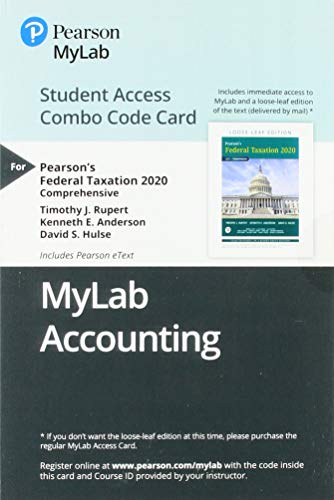Book MyLab Accounting with Pearson eText -- Combo Access Card -- for Pearson's Federal Taxation 2020 Comprehensive free