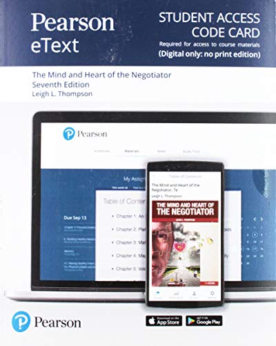 Book Pearson eText for The Mind and Heart of the Negotiator -- Access Card free