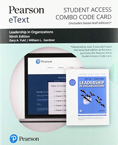 Book Pearson eText for Leadership in Organizations -- Combo Access Card free