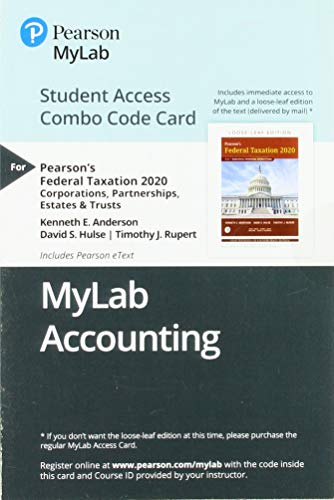 Book MyLab Accounting with Pearson eText -- Combo Access Card -- for Pearson's Federal Taxation 2020 Corporations, Partnerships, Estates & Trusts free