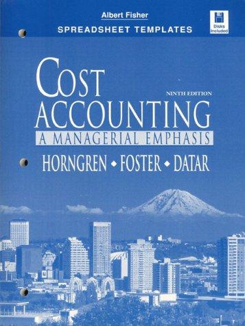 Book Cost Accounting: A Managerial Emphasis : Spreadsheet Templates free