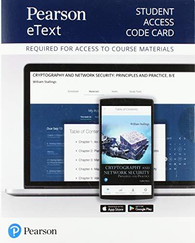 Book Pearson eText for Cryptography and Network Security: Principles and Practice -- Access Card free