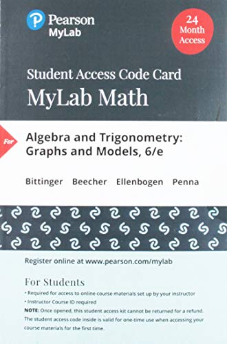 Book MyLab Math with Pearson eText -- 24-Month Standalone Access Card -- for Algebra and Trigonometry: Graphs and Models free