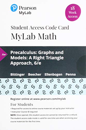 Book MyLab Math with Pearson eText -- 18 Week Standalone Access Card -- for Precalculus: Graphs and Models, A Right Triangle Approach free