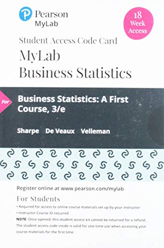Book MyLab Statistics with Pearson eText -- 18 Week Standalone Access Card -- for Business Statistics: A First Course free