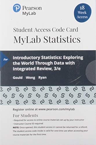 Book MyLab Statistics with Pearson eText -- 18 Week Standalone Access Card -- for Introductory Statistics: Exploring the World Through Data free