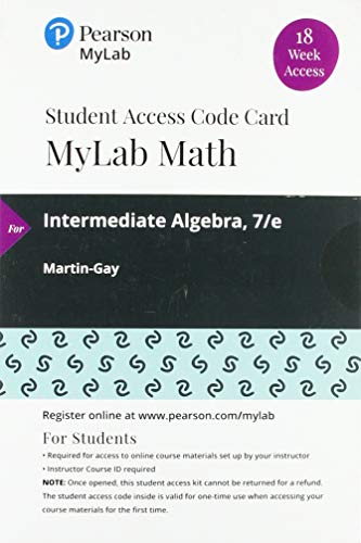 Book MyLab Math with Pearson eText -- 18 Week Standalone Access Card -- for Intermediate Algebra free