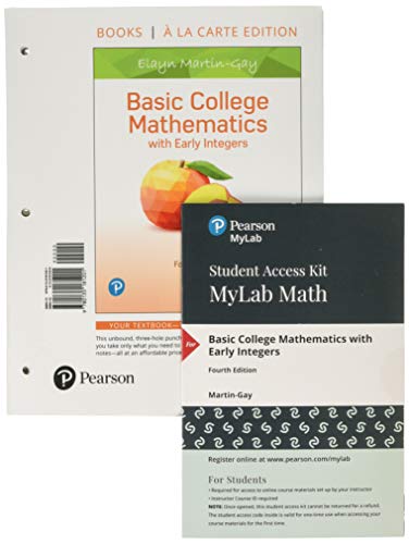 Book Basic College Mathematics with Early Integers, Loose-Leaf Edition Plus MyLab Math with Pearson eText -- 24 Month Access Card Package free