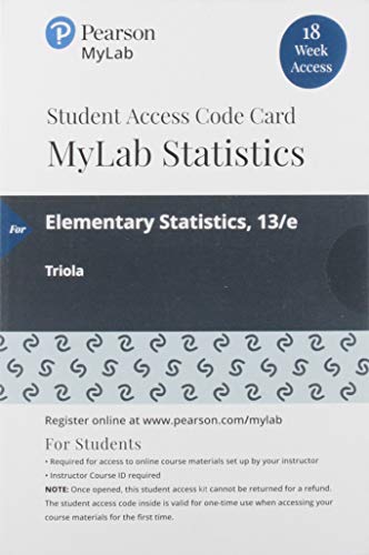 Book MyLab Statistics with Pearson eText -- 18 Week Standalone Access Card -- for Elementary Statistics free
