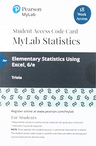 Book MyLab Statistics with Pearson eText -- 18 Week Standalone Access Card -- for Elementary Statistics Using Excel free
