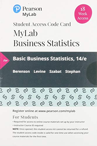 Book MyLab Statistics with Pearson eText -- 18 Week Standalone Access Card -- for for Basic Business Statistics free