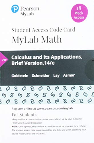 Book MyLab Math with Pearson eText -- 18 Week Standalone Access Card -- for Calculus & Its Applications, Brief Version free