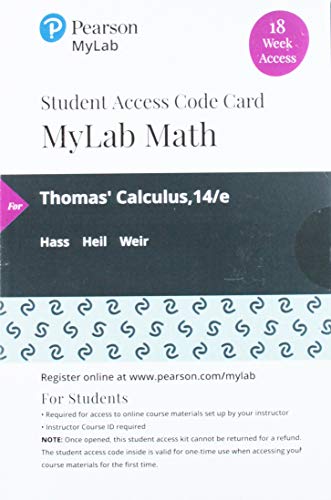 Book MyLab Math with Pearson eText -- 18 Week Standalone Access Card -- for Thomas' Calculus free