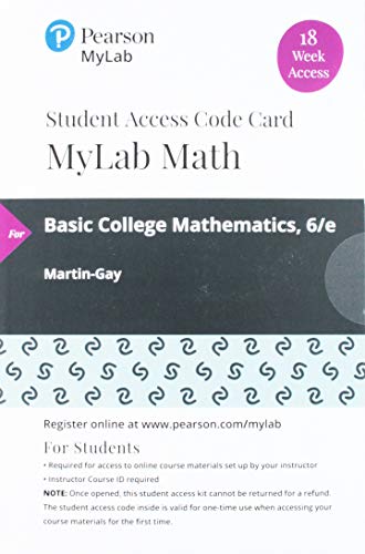 Book MyLab Math with Pearson eText -- 18 Week Standalone Access Card -- for Basic College Mathematics free