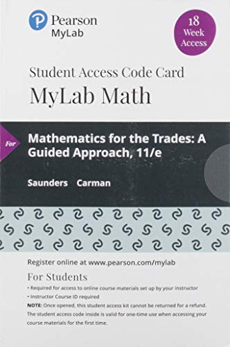 Book MyLab Math with Pearson eText -- 18 Week Standalone Access Card -- for Mathematics for the Trades free