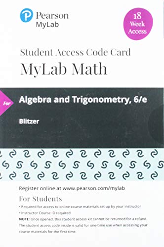 Book MyLab Math with Pearson eText -- 18 Week Standalone Access Card -- for Algebra and Trigonometry free