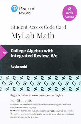 Book MyLab Math with Pearson eText -- 18 Week Standalone Access Card -- for College Algebra with Modeling & Visualization free
