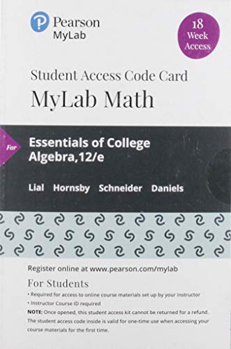Book MyLab Math with Pearson eText -- 18 Week Standalone Access Card -- for Essentials of College Algebra free