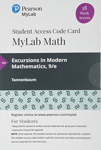 Book MyLab Math with Pearson eText -- 18 Week Standalone Access Card -- for Excursions in Mathematics free