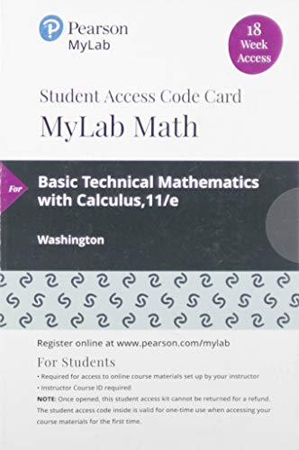 Book MyLab Math with Pearson eText -- 18 Week Standalone Access Card -- for Basic Technical Mathematics with Calculus free
