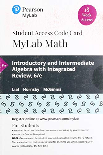 Book MyLab Math with Pearson eText -- 18 Week Standalone Access Card -- for Introductory & Intermediate Algebra with Integrated Review free