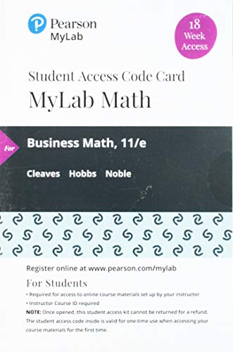 Book MyLab Math with Pearson eText -- 18 Week Standalone Access Card -- for Business Math free