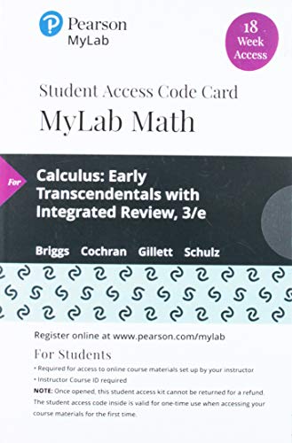 Book MyLab Math with Pearson eText -- 18 Week Standalone Access Card -- for Calculus: Early Transcendentals with Integrated Review free