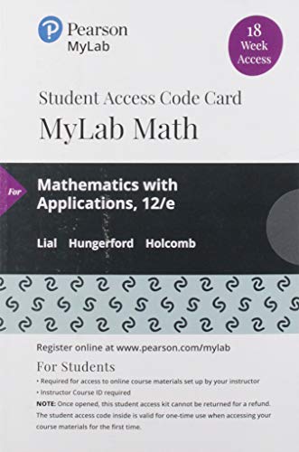 Book MyLab Math with Pearson eText -- 18 Week Standalone Access Card -- for Mathematics with Applications free