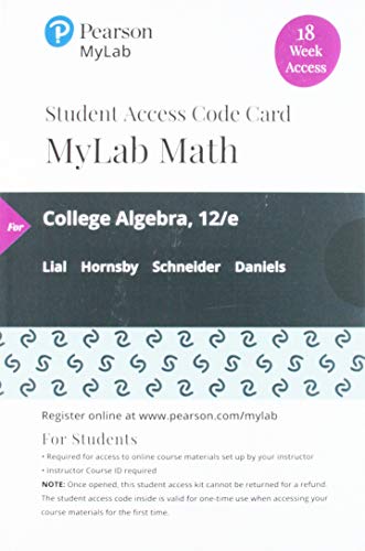 Book MyLab Math with Pearson eText -- 18 Week Standalone Access Card -- for College Algebra free