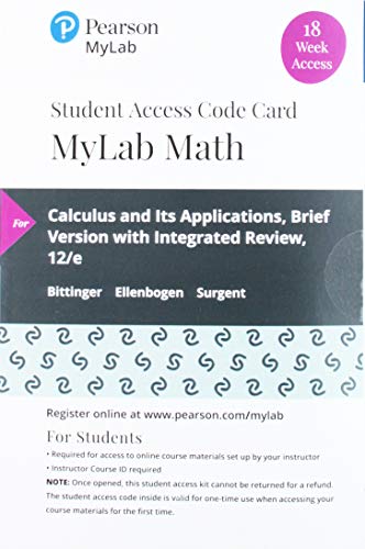 Book MyLab Math with Pearson eText -- 18 Week Standalone Access Card -- for Calculus and Its Applications: Brief Version free