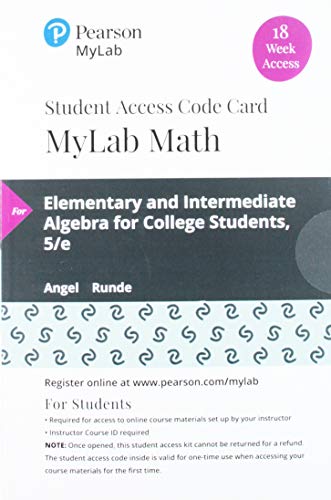 Book MyLab Math with Pearson eText -- 18 Week Standalone Access Card -- for Elementary and Intermediate Algebra for College Students free