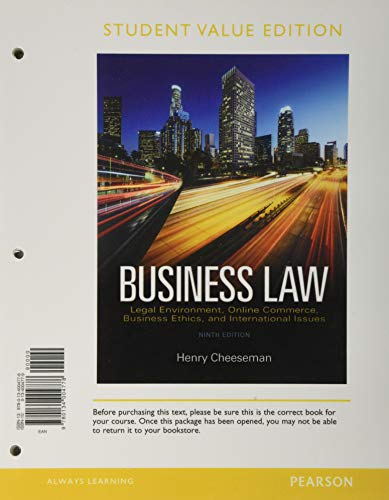 Book Business Law, Student Value Edition + 2019 MyLab Business Law with Pearson eText -- Access Card Package free
