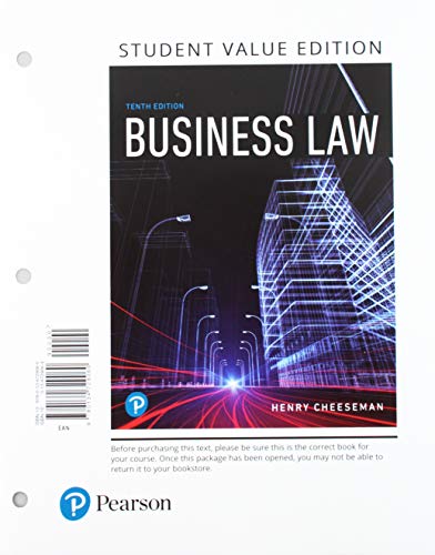 Book Business Law, Student Value Edition + 2019 MyLab Business Law with Pearson eText -- Access Card Package free