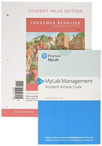Book Consumer Behavior, Student Value Edition + 2019 MyLab Marketing with Pearson eText -- Access Card Package free