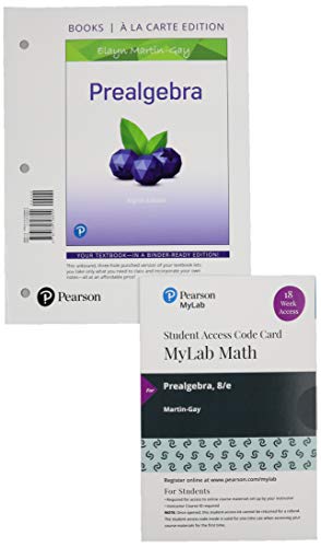 Book Prealgebra, Loose-Leaf Edition Plus MyLab Math with Pearson eText -- 18 Week Access Card Package free