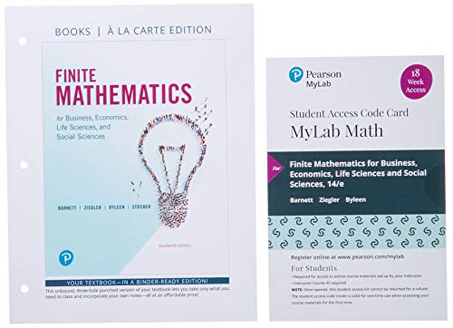 Book Finite Mathematics for Business, Economics, Life Sciences and Social Sciences Loose Leaf Edition Plus MyLab Math with Pearson eText - 18-Week Access Card Package free