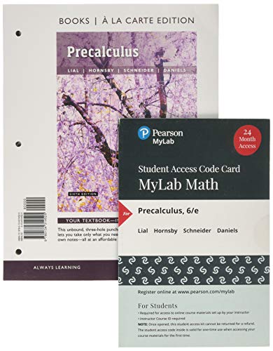 Book Precalculus, Loose-Leaf Edition Plus MyLab Math with Pearson eText -- 24 Month Access Card Package free