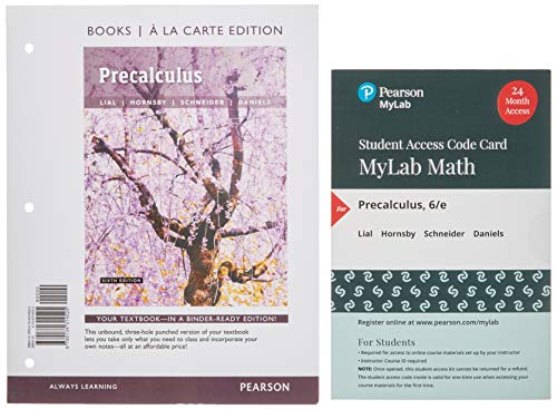 Book Precalculus, Loose-Leaf Edition Plus MyLab Math with Pearson eText -- 18 Week Access Card Package free