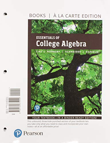 Book Essentials of College Algebra, Loose-Leaf Edition Plus MyLab Math with Pearson eText -- 18 Week Access Card Package free