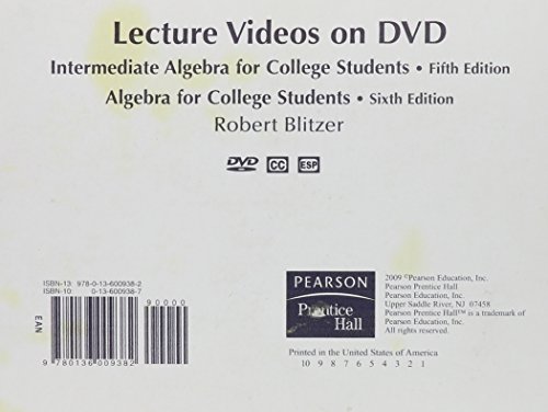 Book DVD Lecture Series for Intermediate Algebra for College Students free