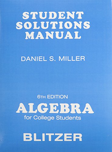 Book Student Solutions Manual for Algebra for College Students, 6th Edition free