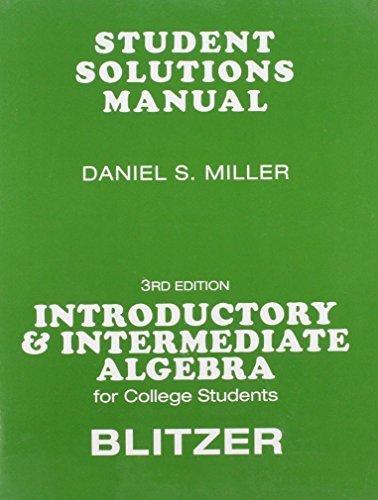 Book Student Solutions Manual For For Introductory & Intermediate Algebra For College Students free